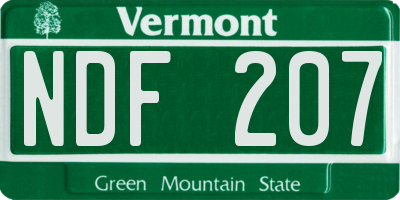 VT license plate NDF207