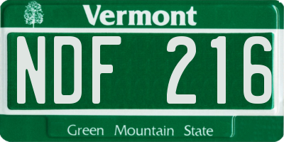 VT license plate NDF216