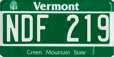 VT license plate NDF219