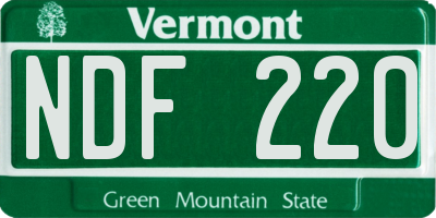 VT license plate NDF220