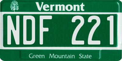 VT license plate NDF221