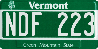 VT license plate NDF223