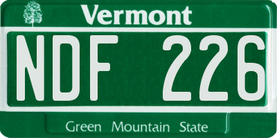 VT license plate NDF226