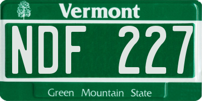 VT license plate NDF227