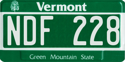 VT license plate NDF228