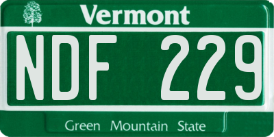 VT license plate NDF229