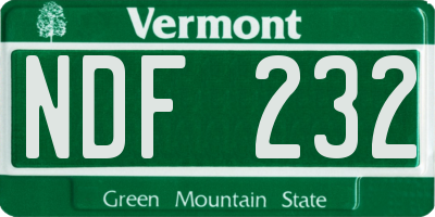 VT license plate NDF232