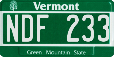 VT license plate NDF233