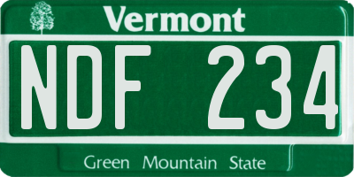 VT license plate NDF234