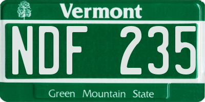 VT license plate NDF235
