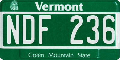 VT license plate NDF236