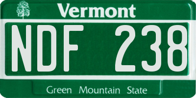 VT license plate NDF238