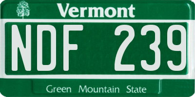 VT license plate NDF239