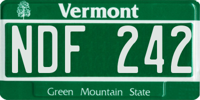 VT license plate NDF242