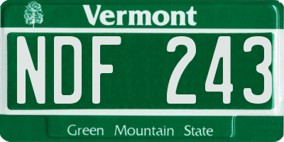 VT license plate NDF243