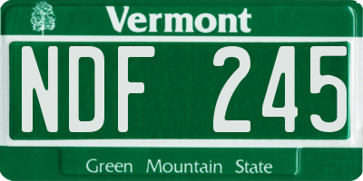 VT license plate NDF245