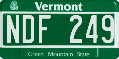 VT license plate NDF249