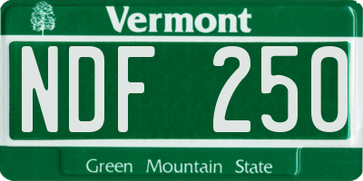 VT license plate NDF250