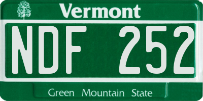 VT license plate NDF252