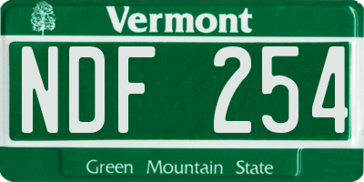 VT license plate NDF254
