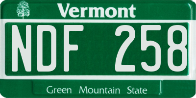 VT license plate NDF258
