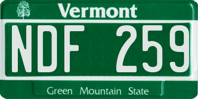 VT license plate NDF259