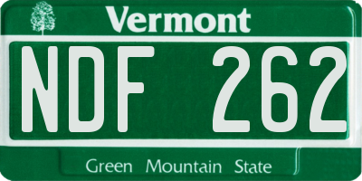 VT license plate NDF262