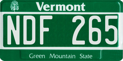 VT license plate NDF265