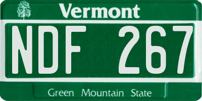 VT license plate NDF267