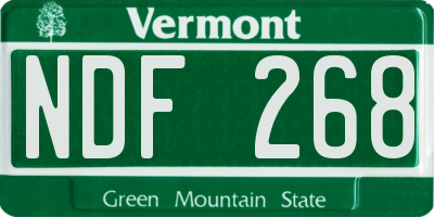 VT license plate NDF268