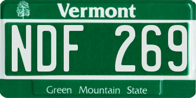 VT license plate NDF269