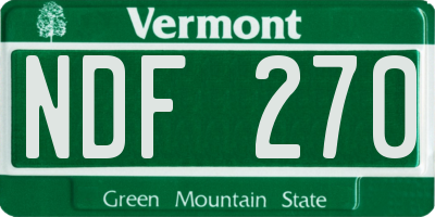 VT license plate NDF270