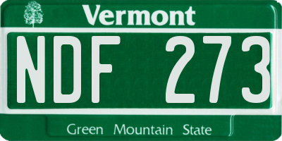 VT license plate NDF273