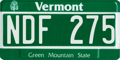 VT license plate NDF275