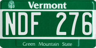 VT license plate NDF276