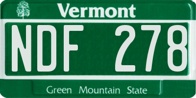 VT license plate NDF278