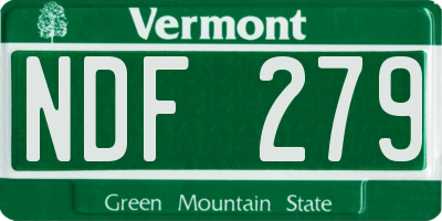 VT license plate NDF279