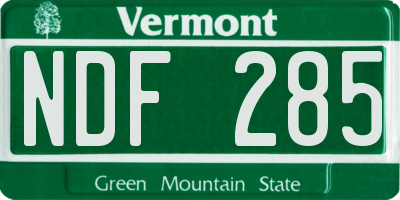 VT license plate NDF285