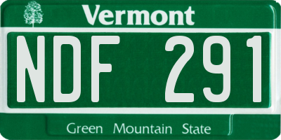 VT license plate NDF291