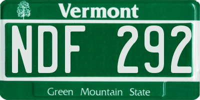 VT license plate NDF292
