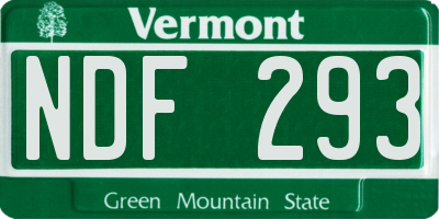 VT license plate NDF293