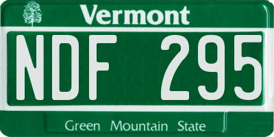 VT license plate NDF295