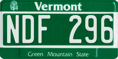 VT license plate NDF296