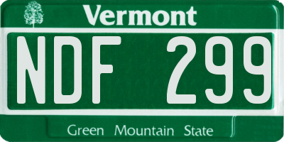 VT license plate NDF299