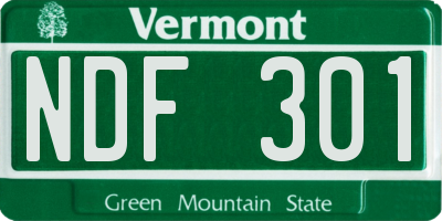 VT license plate NDF301