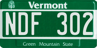 VT license plate NDF302