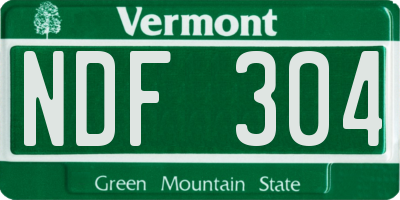 VT license plate NDF304