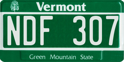 VT license plate NDF307
