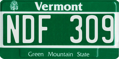VT license plate NDF309