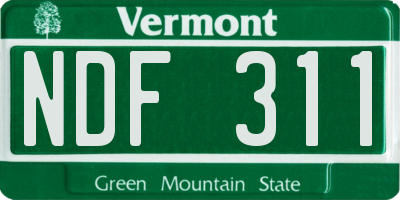 VT license plate NDF311
